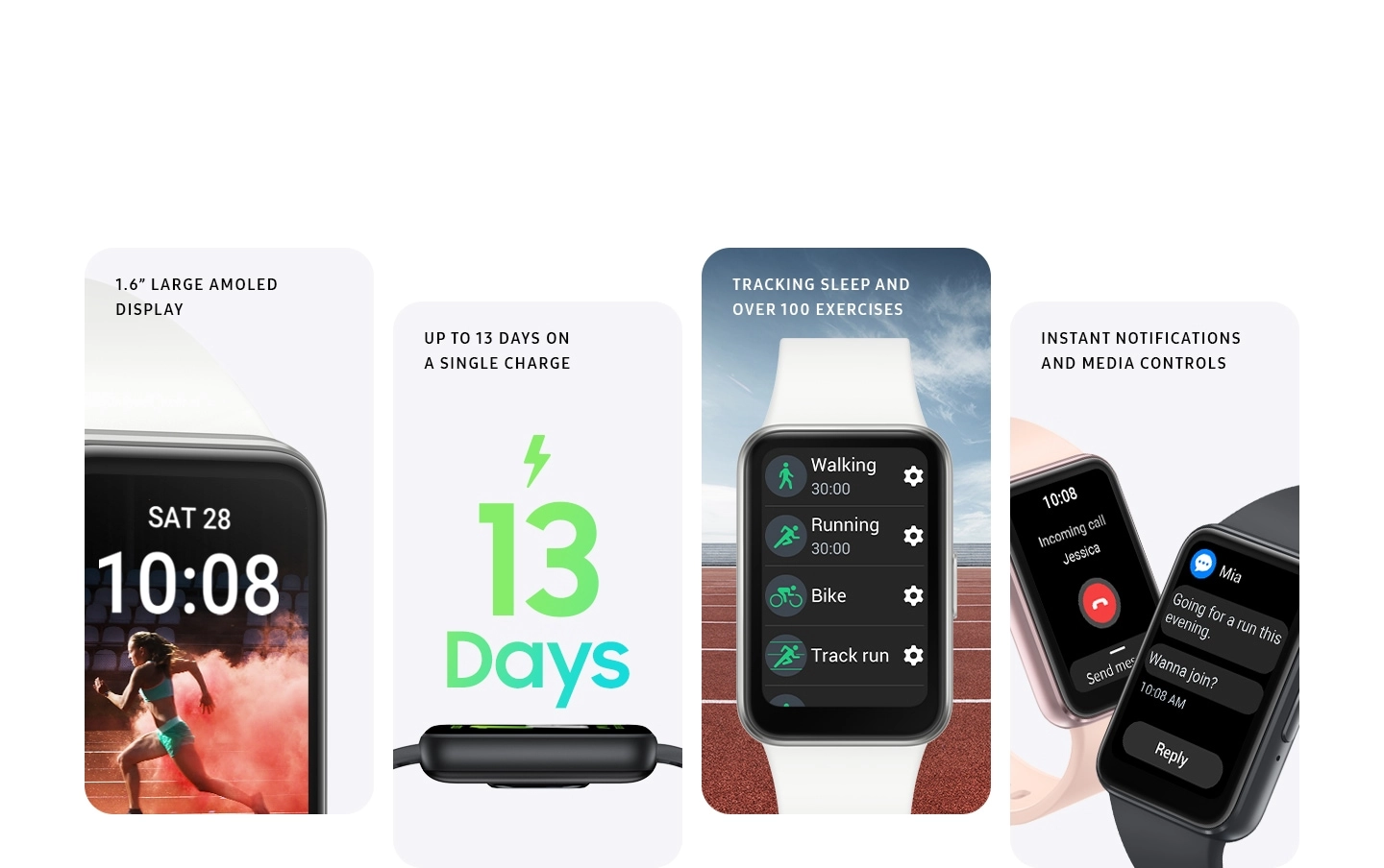 Fitnes bilaguzuk Samsung Galaxy Fit 3 1,6" AMOLED fotosurat