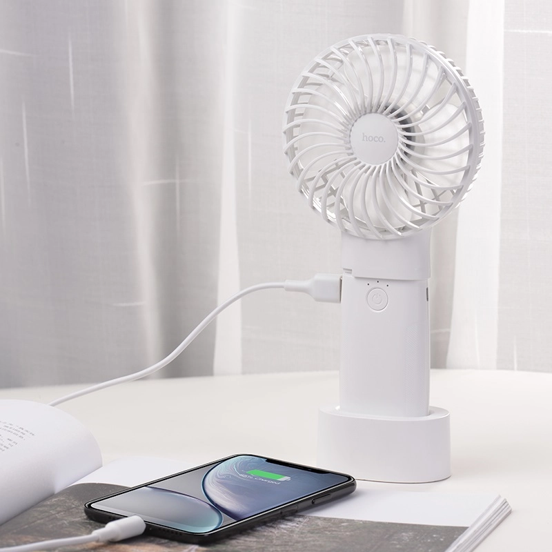 hoco f11 handheld charging fan with built in power bank charger