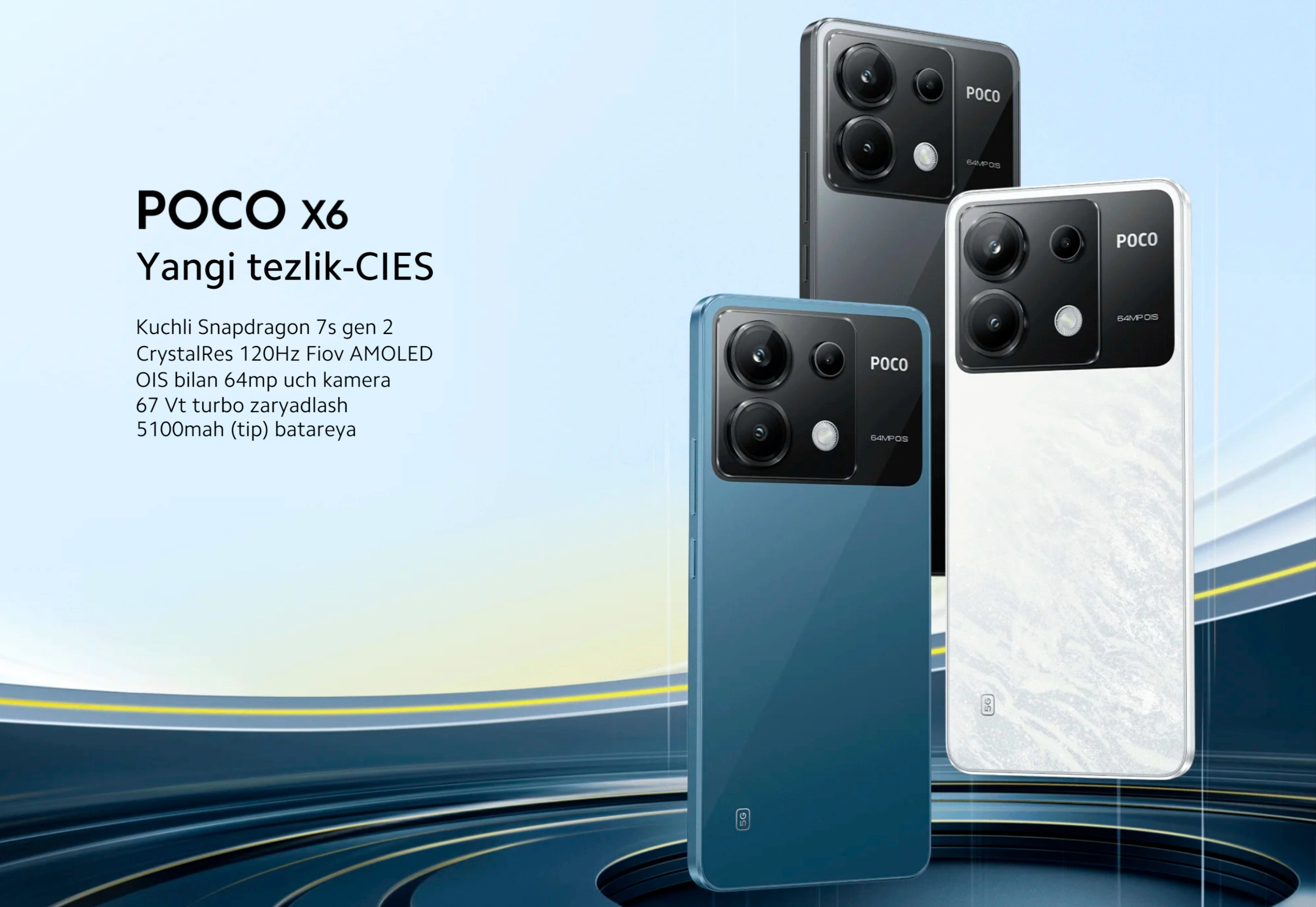 Smartfon Poco X6 5G, 8+256GB, 12+256GB, 12+512GB, 120HZ, AMOLED fotosurat