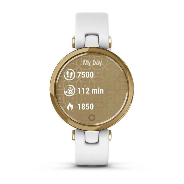 Смарт часы Garmin LILY (светло-золотистый безель, белый корпус и итальянский кожаный ремешок)