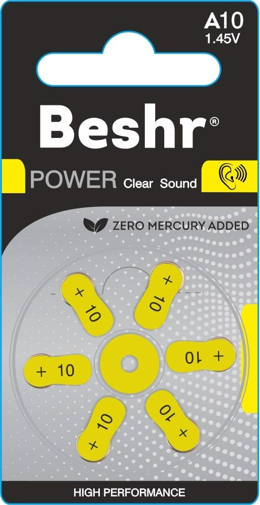 Батарейка для слуховых аппаратов BESHR Power ClearSound A10 6B купить