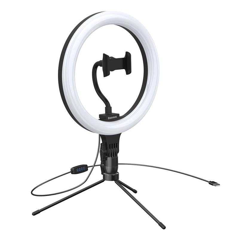 Кольцевая светодиодная лампа с держателем для смартфона Baseus Live Stream Holder-table Stand (10-inch Light Ring) Черный онлайн