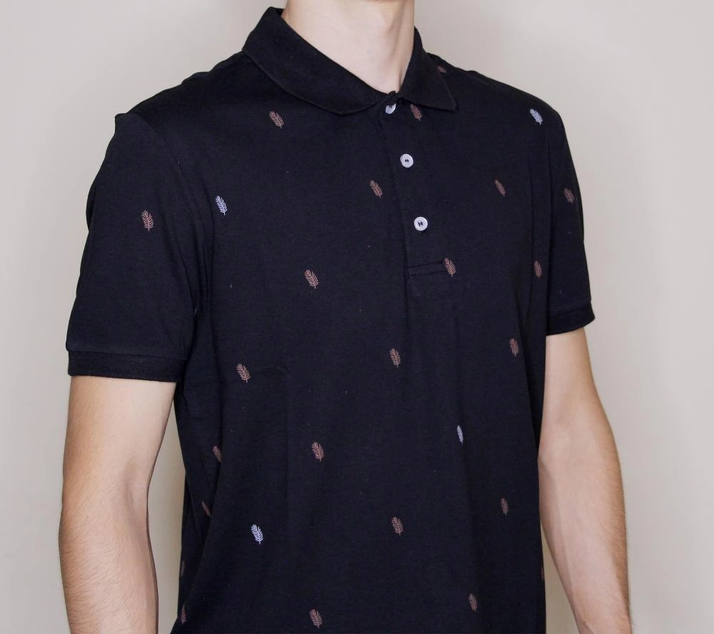 Мужская футболка-поло YSK с рисунком (чёрный)