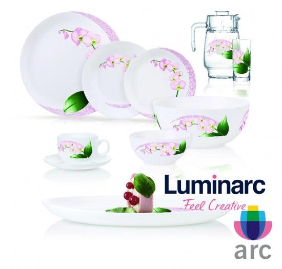 Столовый сервиз Luminarc Pink orchid 46 пр. на 6 персон купить