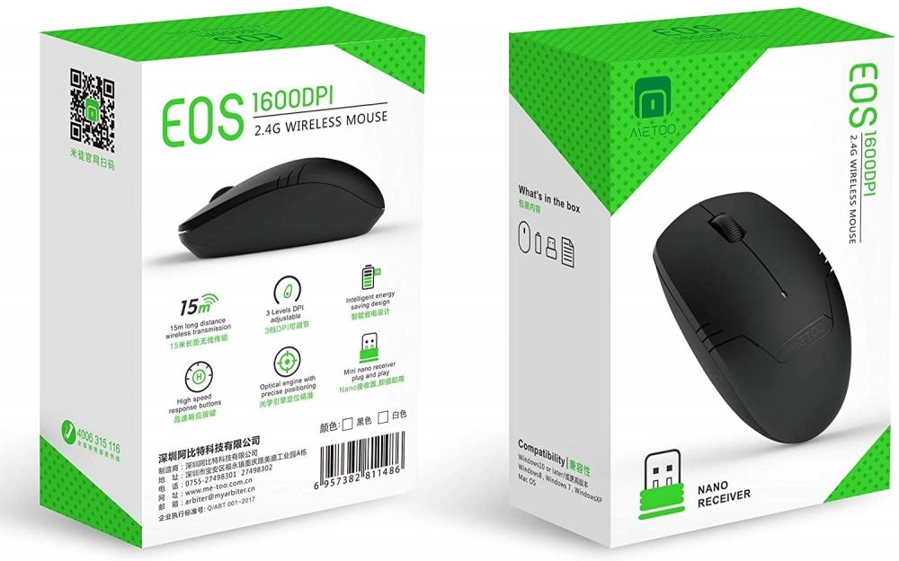 Мышь MeeToo EOS16000DPI USB (беспроводная) купить