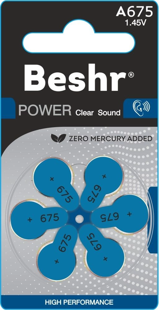 Батарейка для слуховых аппаратов BESHR Power ClearSound A675 6B