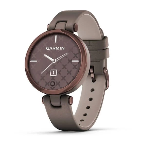 Смарт часы Garmin LILY (темно-бронзовый безель, корпус цвета Paloma и итальянский кожаный ремешок)