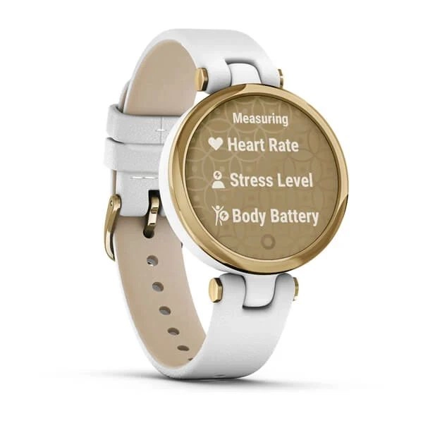 Смарт часы Garmin LILY (светло-золотистый безель, белый корпус и итальянский кожаный ремешок)