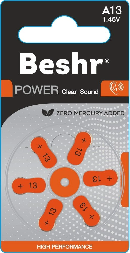 Батарейка для слуховых аппаратов BESHR Power ClearSound A13 6B купить