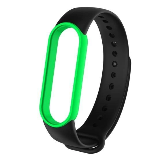 Двухцветный силиконовый сменный браслет для Xiaomi Mi Band 5 Черно-Зеленый купить