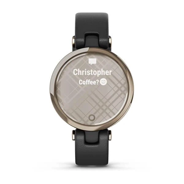 Смарт часы Garmin LILY (кремово-золотистый безель, черный корпус и итальянский кожаный ремешок)