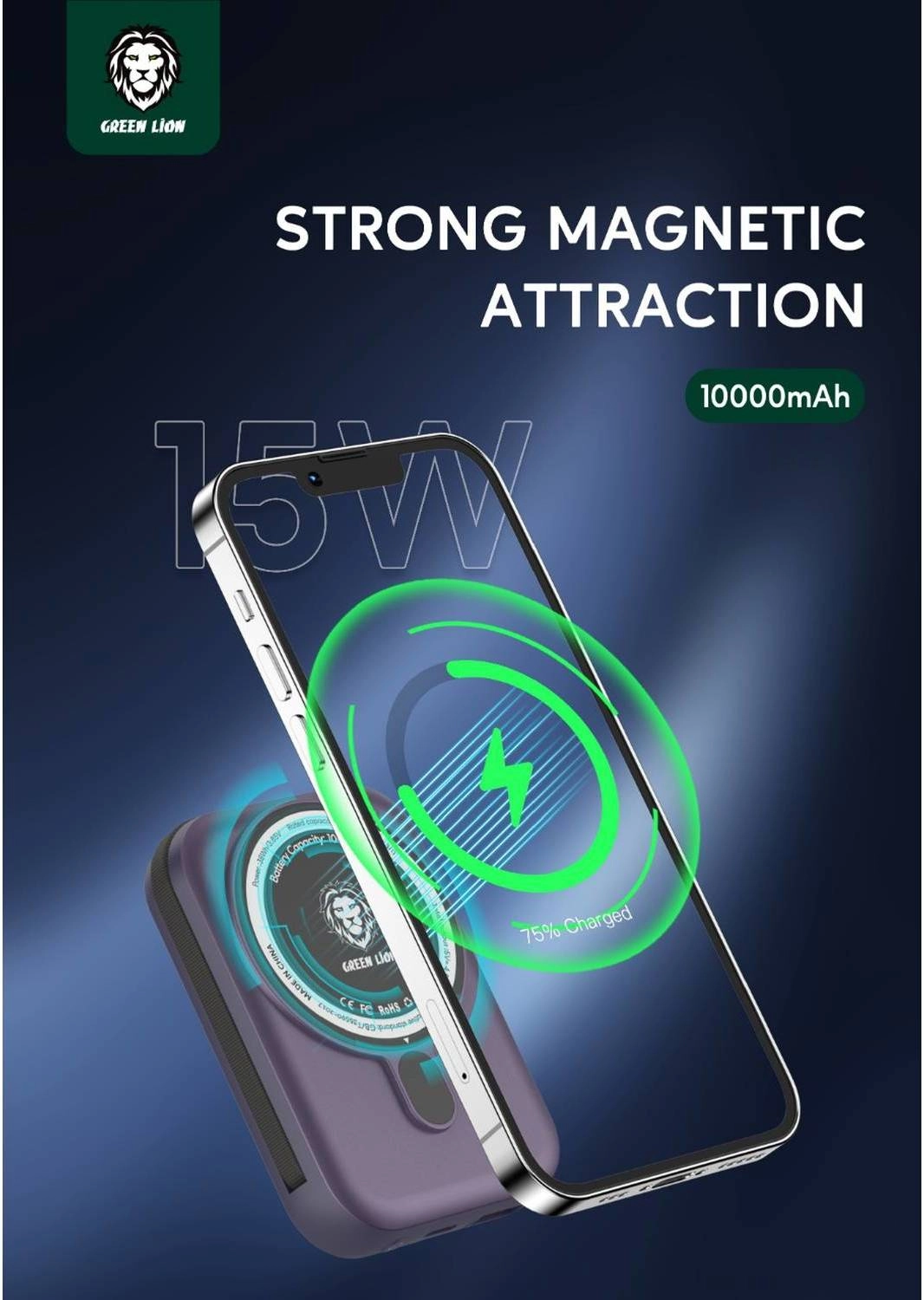 Внешний аккумулятор Green Lion Powerbank Monaco Magsafe 10000mAh (Black, White) онлайн