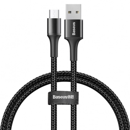 Baseus Halo Data Cable USB - Micro USB 3A 1m qora (CAMGH-B01) kabeli