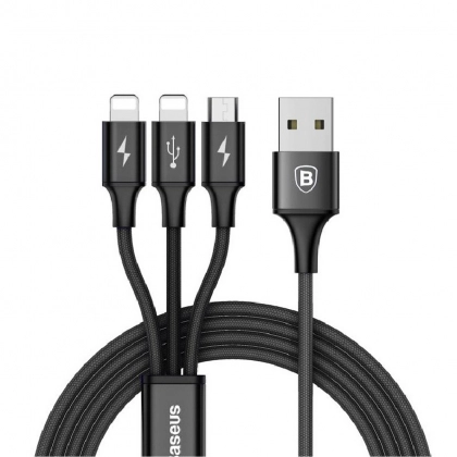 Baseus 3 in 1 Rapid Series USB - microUSB/2xLightning (CAMLL-SU01) 1.2 m kabeli