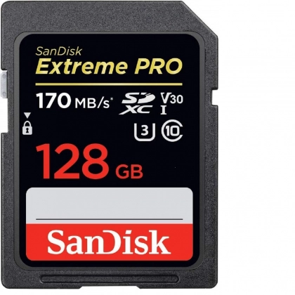 SanDisk Extreme Pro SDXC UHS-1 Class 10 V30 170MB/s 128GB xotira kartasi