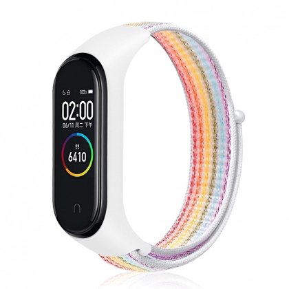 Xiaomi Mi Band 5 / Mi Band 4 / Mi Band 3 uchun tasmacha (neylon, kamalak rang)