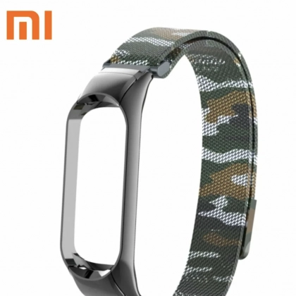 Xiaomi Mi Band 3/4 uchun tasmacha (milancha ilmoqli, kamuflyaj, yashil)