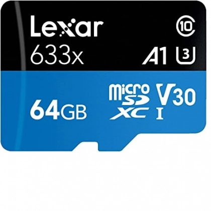 Lexar microSDHC Class 10 UHS Class 1 633x 64GB xotira kartasi