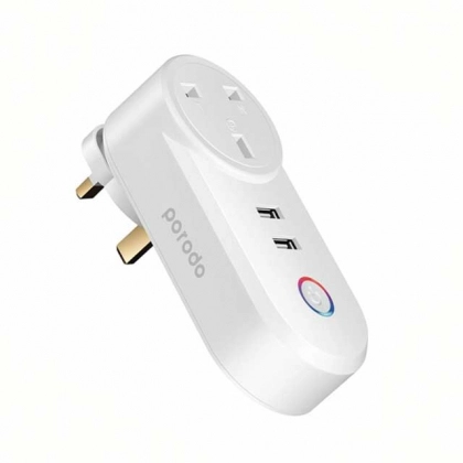 USB orqali qo‘shaloq zaryadkali Porodo Wi-Fi aqlli rozetkasi