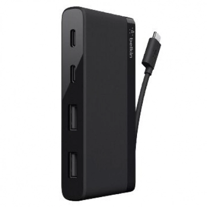 Belkin USB-C 4-PORT MINI HUB, 3.0, BLK (F4U090btBLK) konsentratori