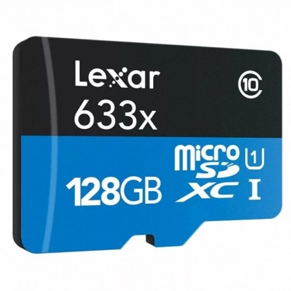 Lexar microSDHC Class 10 UHS Class 1 633x 128GB xotira kartasi