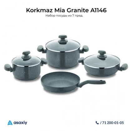 Mia Granite A1146 – 7 buyumli Korkmaz idishlar to‘plami