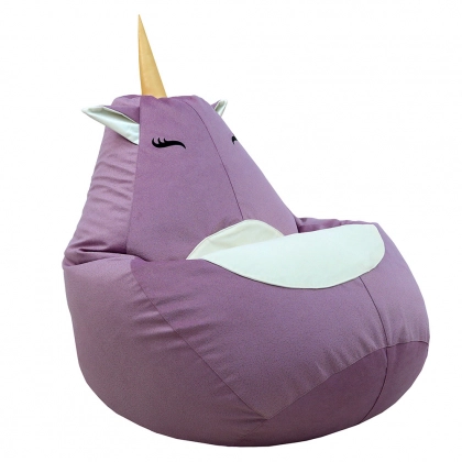 Бескаркасное кресло, груша "Единорожка" (Вельветлюкс) Фиолетовый