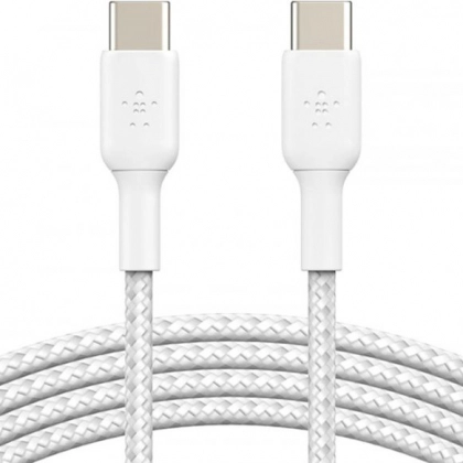 Belkin USB-C - USB-C Braided 1m White (CAB004BT1MWH) kabeli