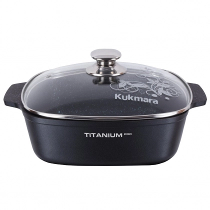 Кастрюля жаровня квадратная Kukmara "Titanium Pro" 4 л (Black, Green)