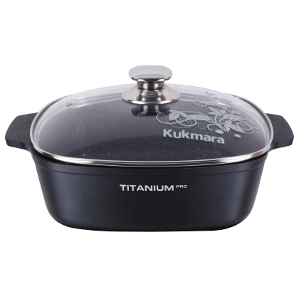 Кастрюля жаровня квадратная Kukmara "Titanium Pro" 5 л (Black, Green)