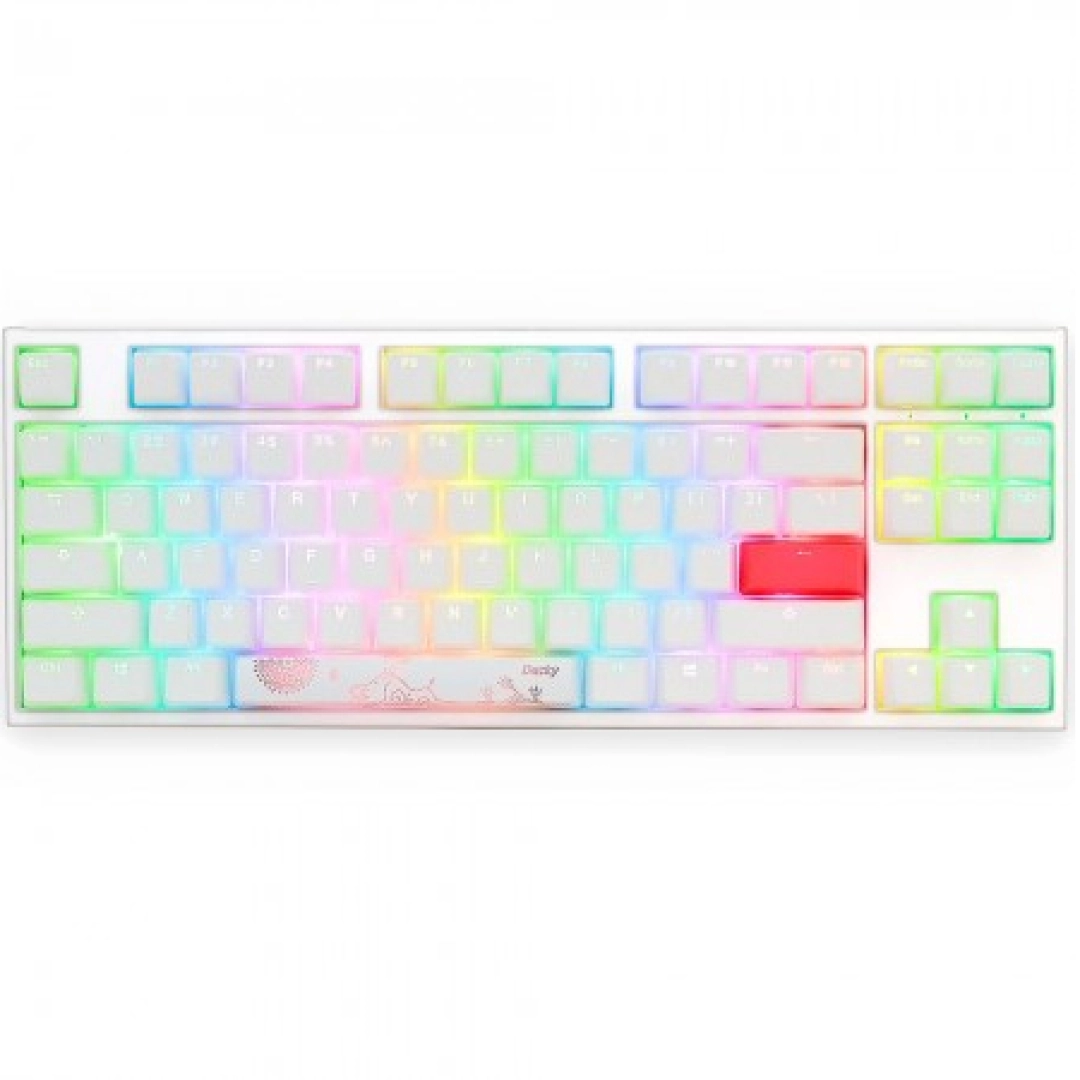 Ducky One 2 TKL RGB White Cherry RED switch klaviaturasi