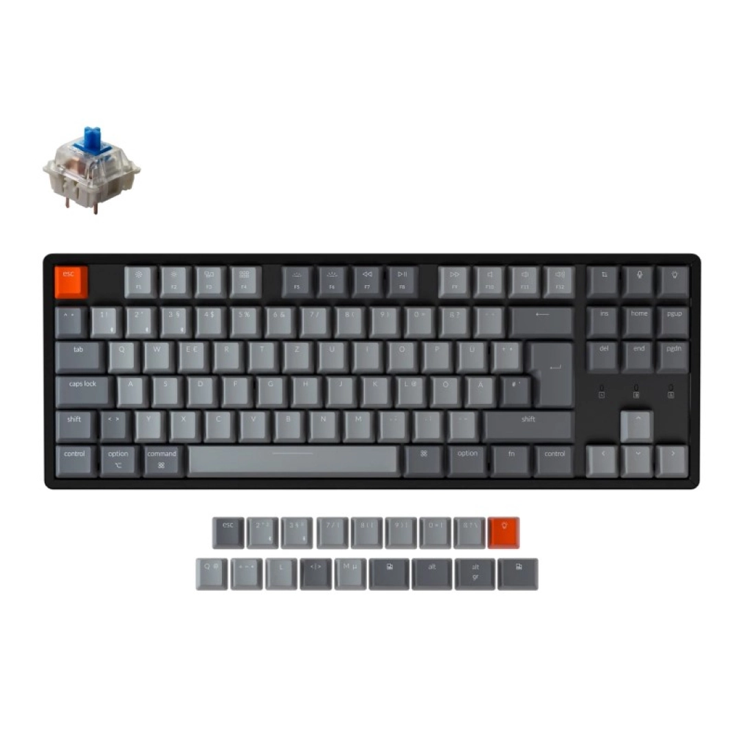 Keychron K8 87 Key Aluminum Frame HotSwappable Gateron RGB Blue klaviaturasi