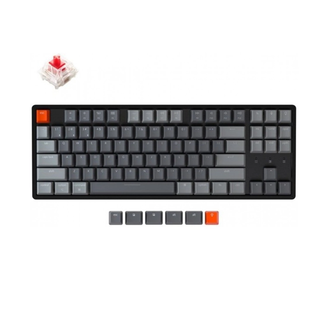 Keychron K8 87 Key Aluminum Frame HotSwappable Gateron Optical RGB Red klaviaturasi