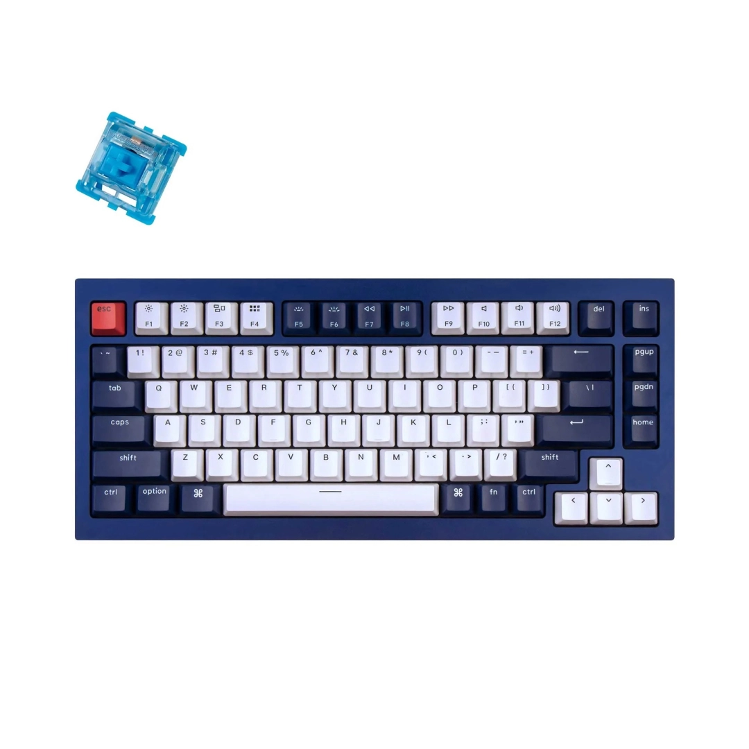 Клавиатура Keychron Q1 QMK Custom HotSwappable Gateron Phantom Blue Switch Full Assembled Navy Blue RGB with Knob