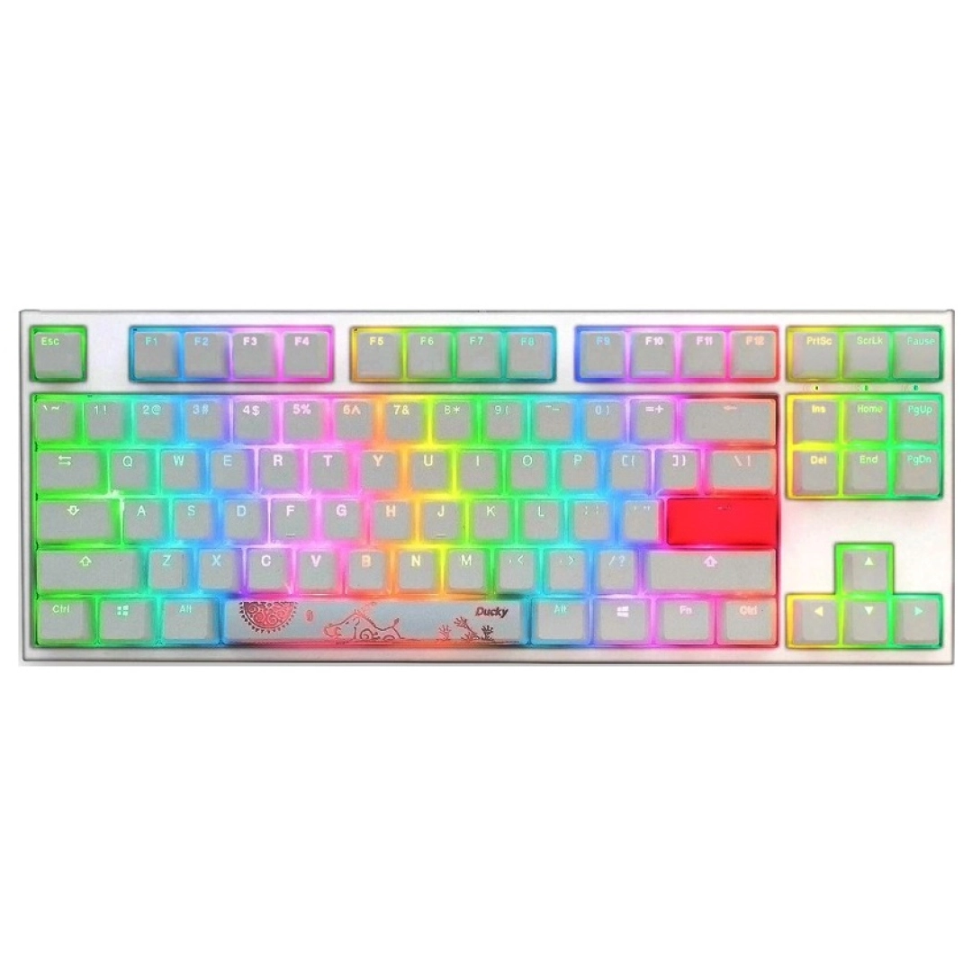 Ducky One 2 TKL RGB Cherry Speed Silver USB White klaviaturasi