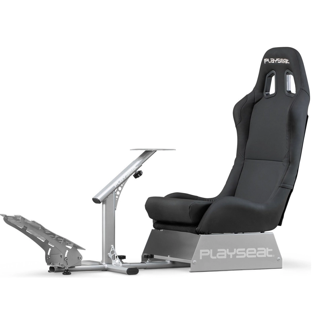 Playseat Evolution qora boshqaruv ruli va pedallar uchun mahkamlash joyi bilan kokpit