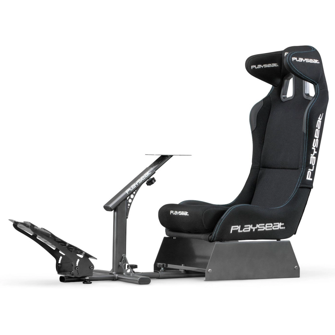 Playseat Evolution PRO - ActiFit  qora boshqaruv ruli va pedallar uchun mahkamlash joyi bilan kokpit