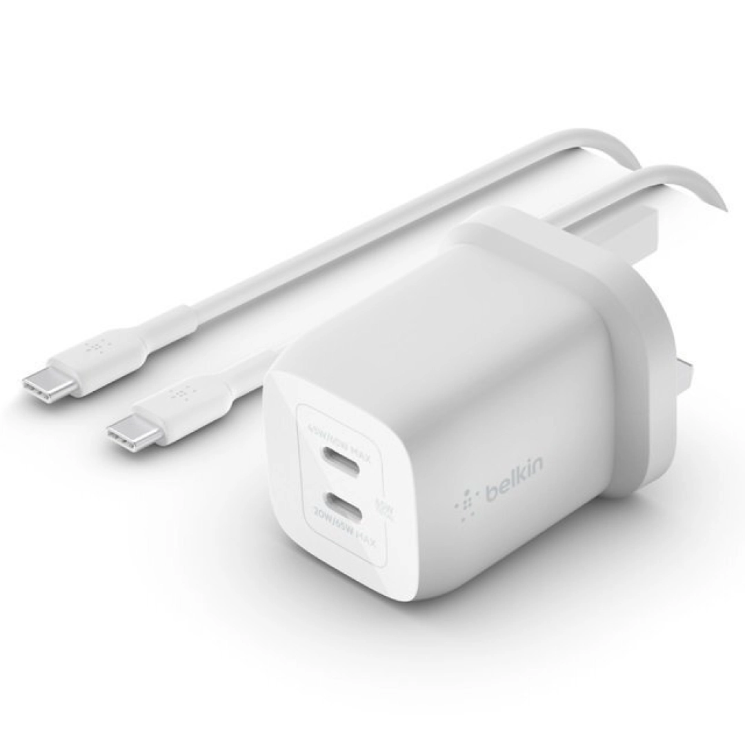 Belkin Home Charger 65W GAN PD PPS Dual USB-C - USB-C 2m tarmoq zaryadlovchi