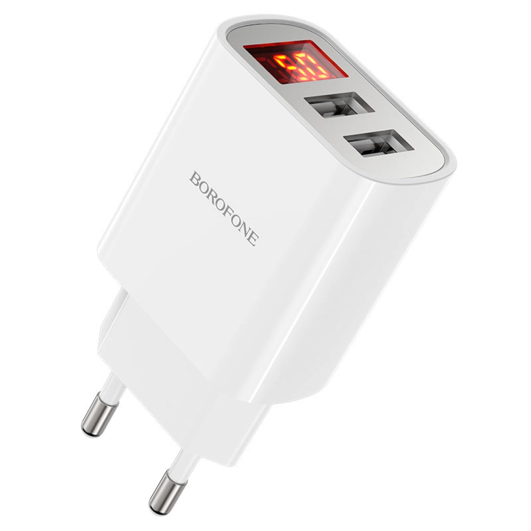 Borofone Led 2USB Type-C 2x1 zaryadlash moslamasi kabeli bilan