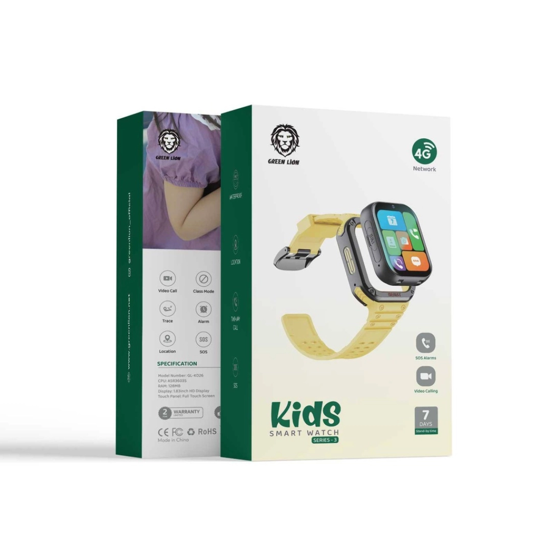 Green Lion 4G Kids Smart Watch Series 3 sariq smart soati