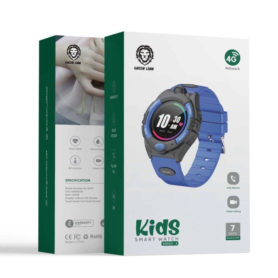 Green Lion 4G Kids Smart Watch Series 4 ko'k smart soati