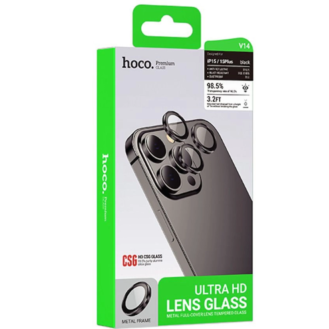 Hoco Ultra HD Lens Glass iPhone 15, 15 Pro Max kamerasi uchun himoya oynasi