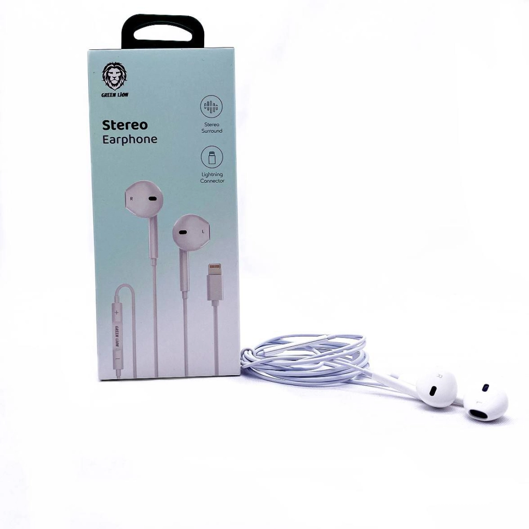 Green Lion Wired Stereo Earphones with Lightning Connector naushniki