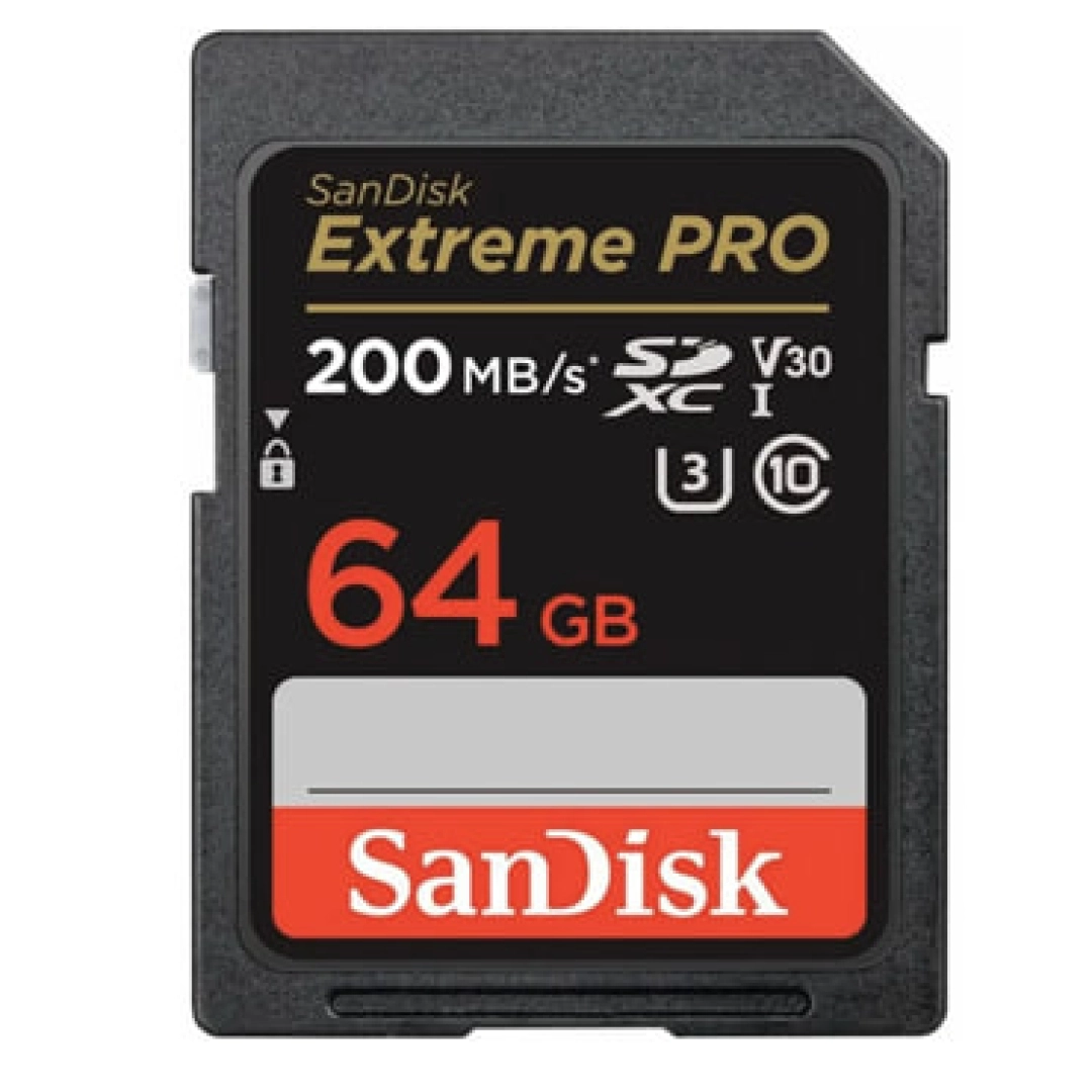 SanDisk Extreme Pro SDXC UHS Class 10 V30 200MB/s 64GB xotira kartasi