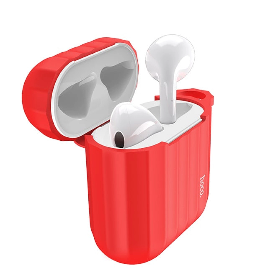 Airpods 1/2 uchun Hoco Silicone Case WB10 silikon qizil g‘ilofi