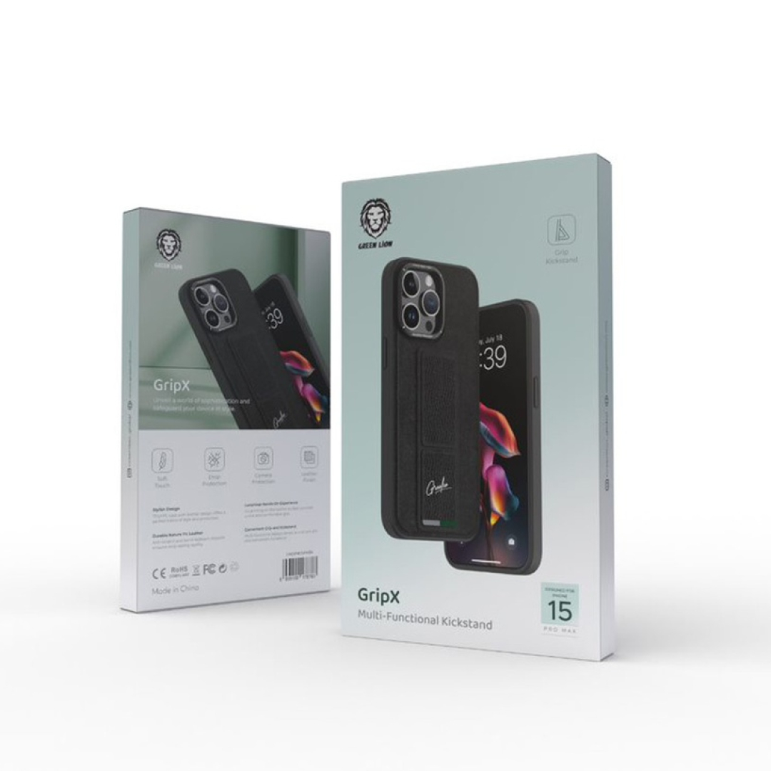 iPhone 15 Pro/15 Pro max  uchun Green Lion GripX qora g'ilofi