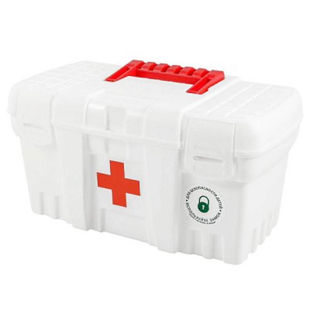 Keeplex Family doctor dori-darmon konteyneri, qisqichli va tutqichli, katta o'lchamda 38x21x19,5 sm, oq rang
