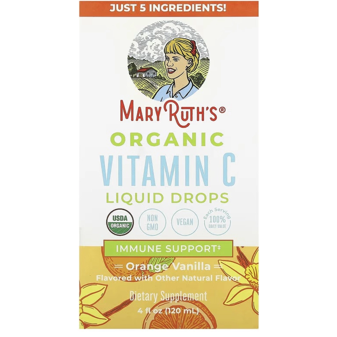 MaryRuth's, organik C vitamini suyu, apelsin va vanil ta'mi bilan, 120 ml (4 suyuq untsiya) (39204)