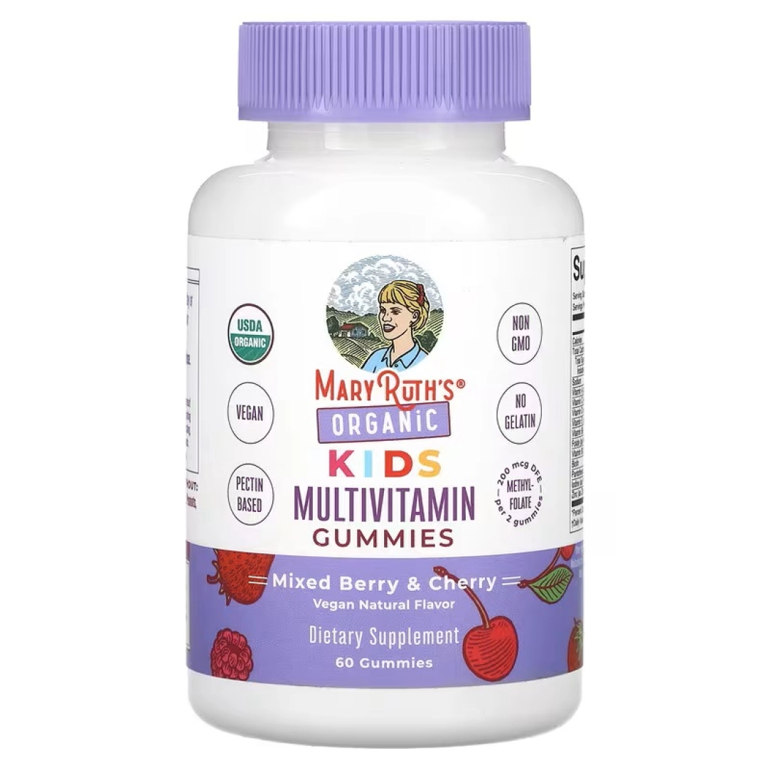 MaryRuth's, Organik rezavor multivitaminlar bolalar uchun, meva va olcha ta'mi bilan, 60 ta rezavor tabletka (62029)