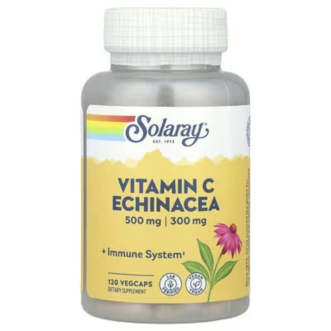 Solaray, Vitamin C v Ekhinatsii, 120 kapsul o'simlik qobig'ida VegCaps (04394)